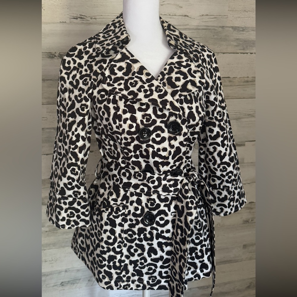 WHBM Animal Print Double Breasted Coat Womens Size XS- preloved